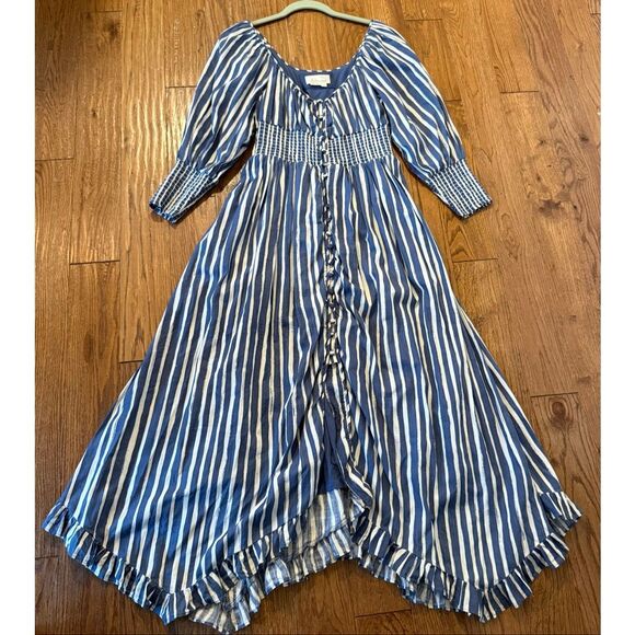 By Anthropologie striped sweetheart smocked midi dress size small - Picture 8 of 13